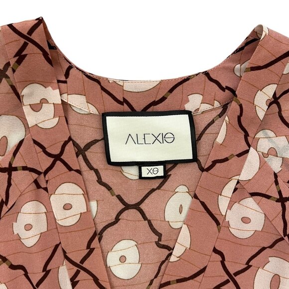 Alexis Flutter Sleeve‎ Handkerchief Vneck Midi Dress Pink XS Romantic Coquette - Picture 10 of 13